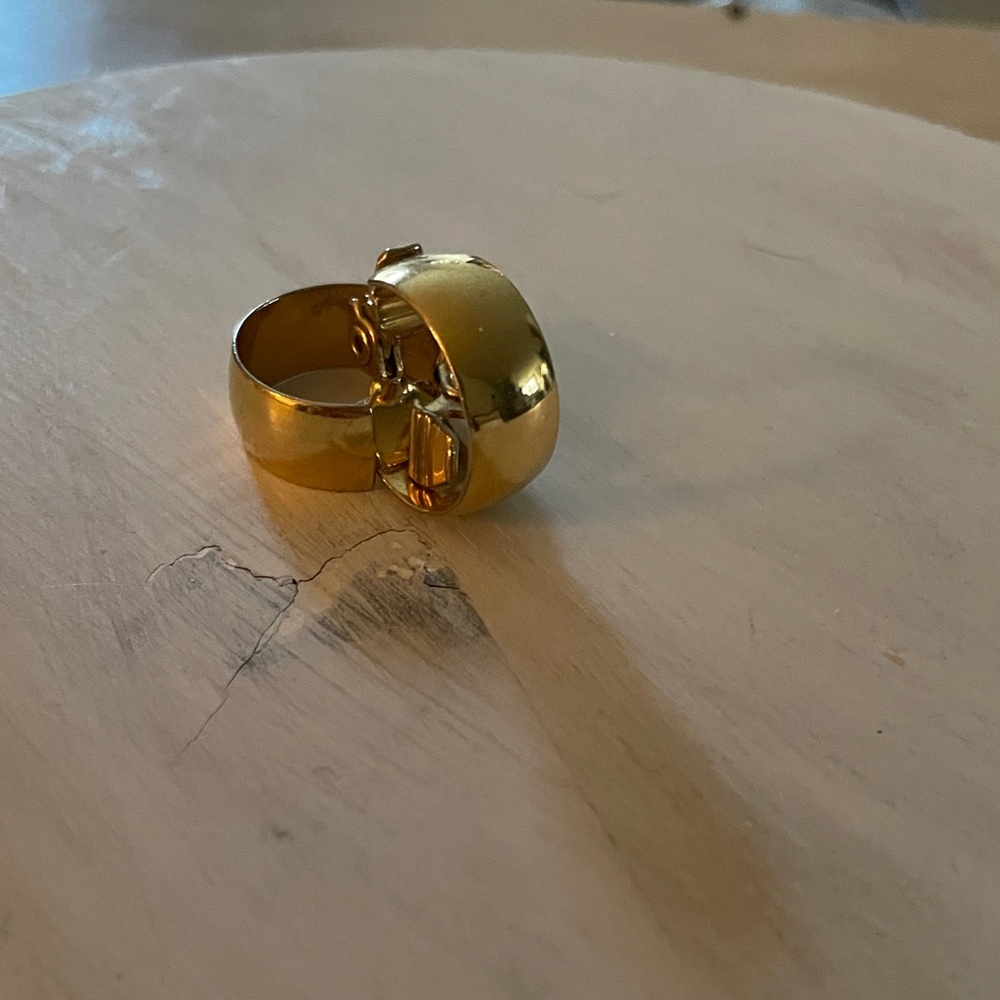 Gold Tone Wide Hoop Huggie Earrings - Women Jewelry